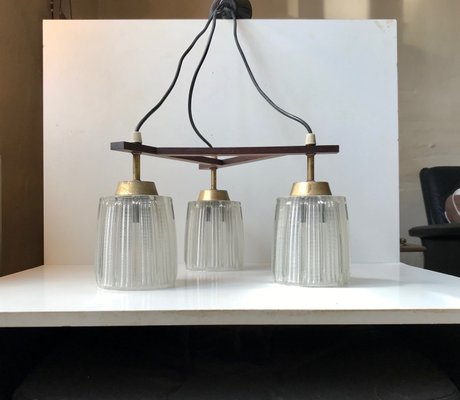 Mid-Century Danish Brass and Glass Ceiling Lamp, 1950s-LCR-692024