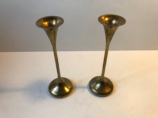 Mid-Century Danish Brass Candlesticks from Hyslop, 1960s, Set of 2-LCR-782551