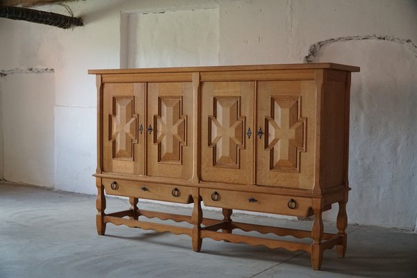 Mid-Century Danish Brutalist Sideboard in Solid Oak, 1950s-MXF-1284244