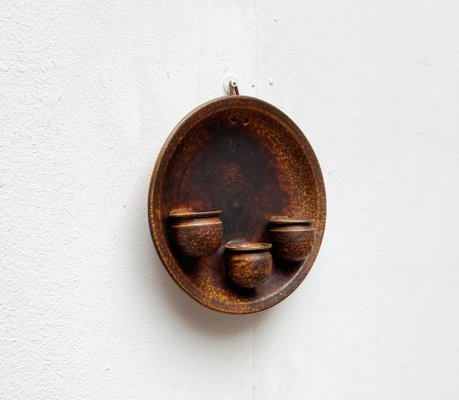 Mid-Century Danish Brutalist Studio Pottery Wall Candleholder , 1960s-UAH-1332158