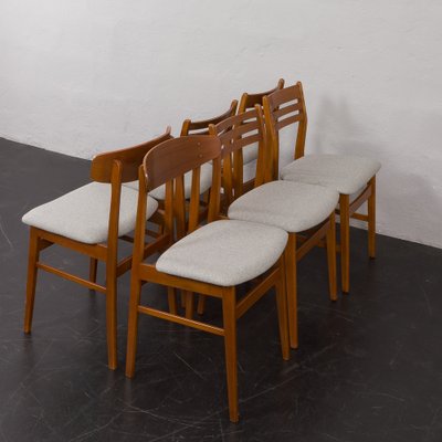 Mid-Century Danish Chairs in Teak and Grey Wool, 1960s, Set of 6-UE-1796219