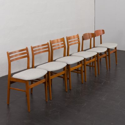 Mid-Century Danish Chairs in Teak and Grey Wool, 1960s, Set of 6-UE-1796219