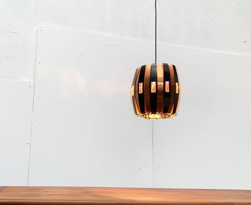 Mid-Century Danish Copper & Black Metal and Prism Pendant Lamp by Werner Schou for Coronell Elektro-UAH-935090