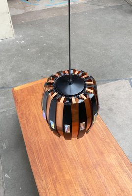 Mid-Century Danish Copper & Black Metal and Prism Pendant Lamp by Werner Schou for Coronell Elektro-UAH-935090