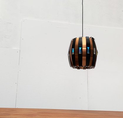 Mid-Century Danish Copper & Black Metal and Prism Pendant Lamp by Werner Schou for Coronell Elektro-UAH-935090