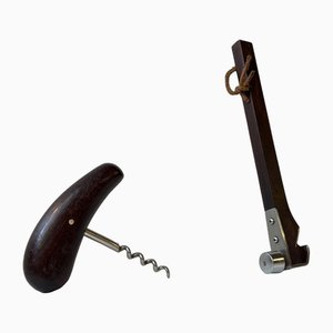 Mid-Century Danish Corkscrew & Bottle Opener in Rosewood, 1960s, Set of 2-LCR-1761203