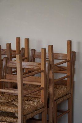 Mid-Century Danish Dining Chairs in Pine & Seagrass Seats, 1960s, Set of 10-MXF-1719765