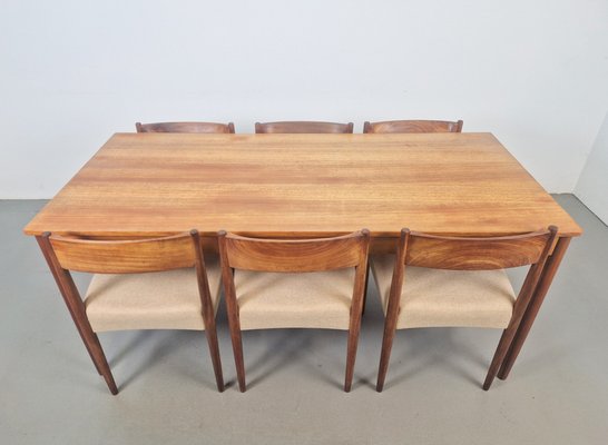 Mid-Century Danish Dining Room Set Table and Chairs, 1960s, Set of 7-AXJ-2043088