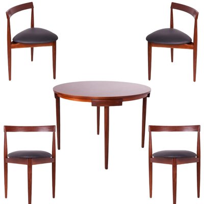 Mid-Century Danish Dining Table with Four Chairs by Hans Olsen for Frem Rojle, 1960s, Set of 5-TCS-1919815