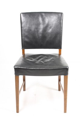 Mid-Century Danish Leather Dining Chairs, 1940s, Set of 6-FK-564205