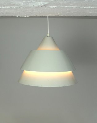 Mid-Century Danish Light Gray Zone Pendant Lamp by Jo Hammerborg for Fog & Menup, 1960s-ZM-1109571