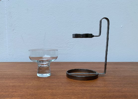 Mid-Century Danish Metal and Glass Candleholder, 1960s-UAH-1341985