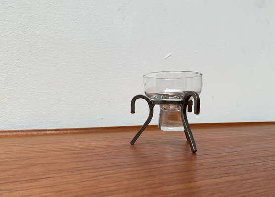 Mid-Century Danish Metal and Glass Candleholder, 1960s-UAH-1375003