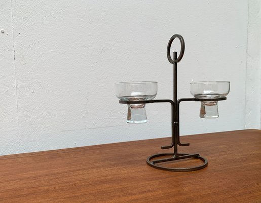 Mid-Century Danish Metal and Glass Candleholder, 1960s-UAH-1334578