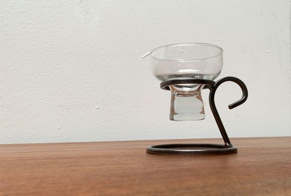 Mid-Century Danish Metal and Glass Candleholder, 1960s-UAH-1365925