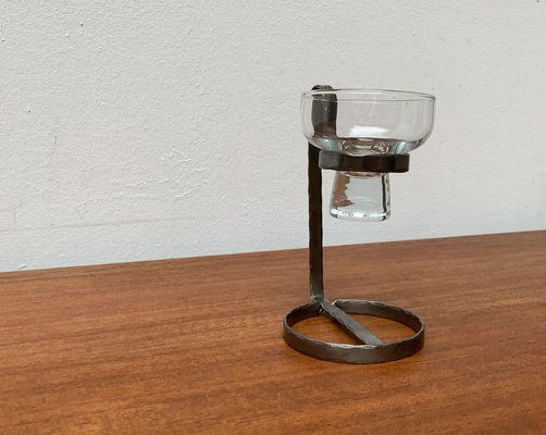 Mid-Century Danish Metal and Glass Candleholder, 1960s-UAH-1341985