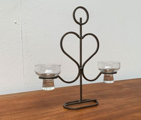 Mid-Century Danish Metal and Glass Candleholder, 1960s-UAH-1359932