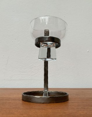 Mid-Century Danish Metal and Glass Candleholder, 1960s-UAH-1341985