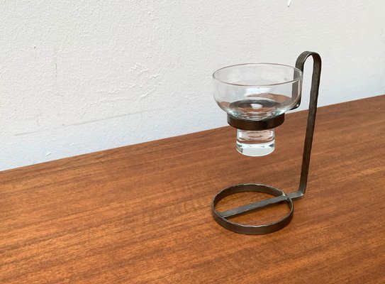 Mid-Century Danish Metal and Glass Candleholder, 1960s-UAH-1341985