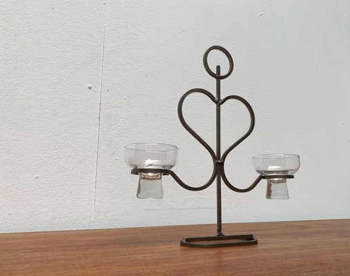 Mid-Century Danish Metal and Glass Candleholder, 1960s-UAH-1359932