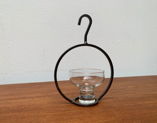 Mid-Century Danish Metal and Glass Candleholder, 1960s-UAH-1334580