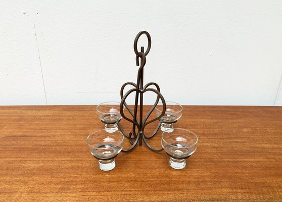 Mid-Century Danish Metal and Glass Candleholder, 1960s-UAH-1337801