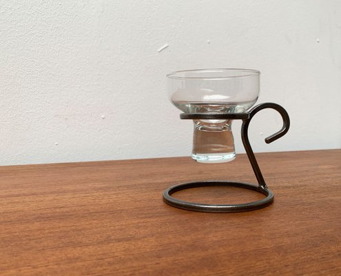 Mid-Century Danish Metal and Glass Candleholder, 1960s-UAH-1365925