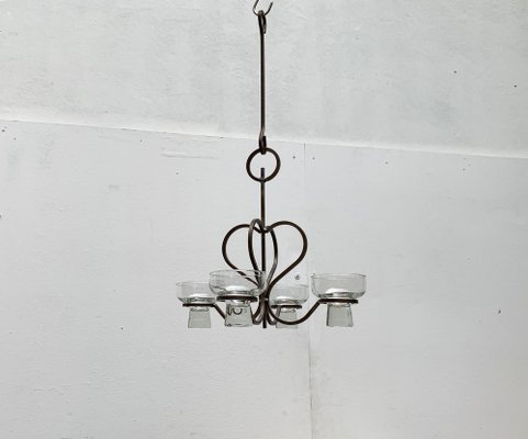 Mid-Century Danish Metal and Glass Candleholder, 1960s-UAH-1337801