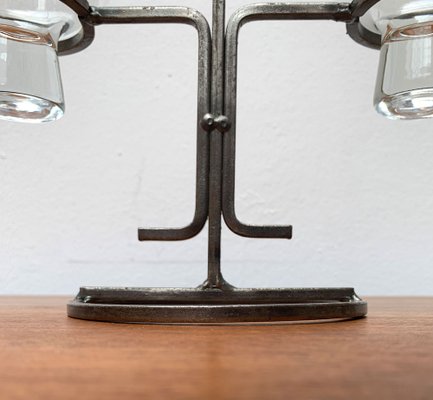 Mid-Century Danish Metal and Glass Candleholder, 1960s-UAH-1334578