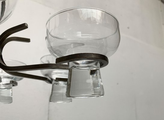 Mid-Century Danish Metal and Glass Candleholder Pendant, 1960s-UAH-1384246