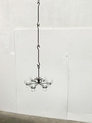 Mid-Century Danish Metal and Glass Candleholder Pendant, 1960s-UAH-1384246