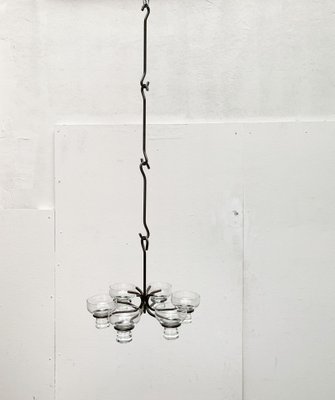 Mid-Century Danish Metal and Glass Candleholder Pendant, 1960s-UAH-1384246