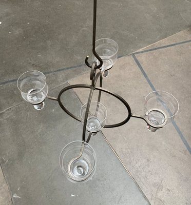 Mid-Century Danish Metal and Glass Candleholder Pendant, 1960s-UAH-1362279