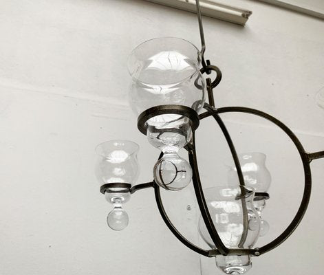 Mid-Century Danish Metal and Glass Candleholder Pendant, 1960s-UAH-1362279