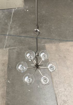 Mid-Century Danish Metal and Glass Candleholder Pendant, 1960s-UAH-1384246