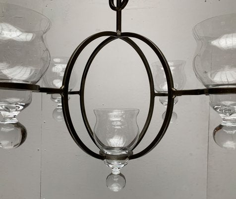 Mid-Century Danish Metal and Glass Candleholder Pendant, 1960s-UAH-1362279