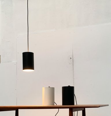 Mid-Century Danish Minimalist Cylinder Metal Pendant Lamps by Eila & John Meiling for Louis Poulsen, Set of 3-UAH-1132036