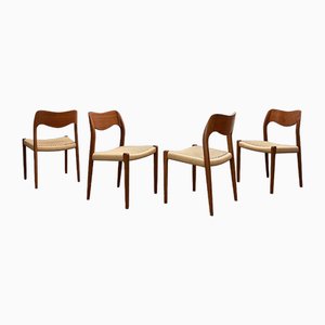 Mid-Century Danish Model 71 Chairs in Teak by Niels O. Møller for J.L. Møllers Furniture Factory, 1950, Set of 4-DOY-1793675