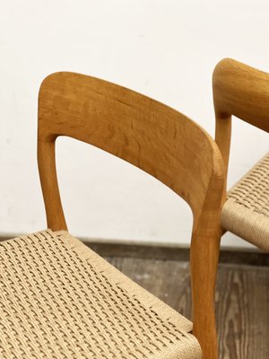 Mid-Century Danish Model 75 Chairs in Oak by Niels O. Møller for J.L. Møllers Møbelfabrik, 1950s, Set of 2-DOY-1782768