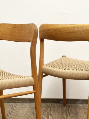 Mid-Century Danish Model 75 Chairs in Oak by Niels O. Møller for J.L. Møllers Møbelfabrik, 1950s, Set of 2-DOY-1782768