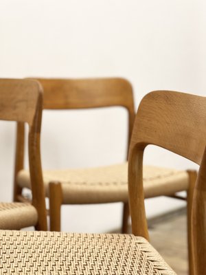 Mid-Century Danish Model 75 Chairs in Oak by Niels O. Møller for JL Møllers Furniture Factory, 1950s, Set of 4-DOY-1793680