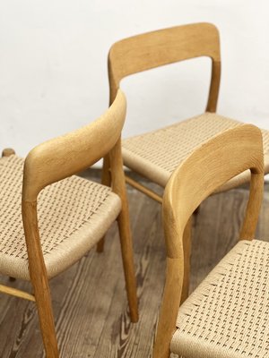 Mid-Century Danish Model 75 Chairs in Oak by Niels O. Møller for Jl Møllers Furniture Factory, 1950s, Set of 4-DOY-1782770