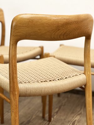 Mid-Century Danish Model 75 Chairs in Oak by Niels O. Møller for JL Møllers Furniture Factory, 1950s, Set of 4-DOY-1793680