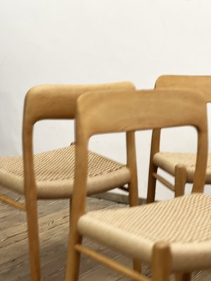 Mid-Century Danish Model 75 Chairs in Oak by Niels O. Møller for Jl Møllers Furniture Factory, 1950s, Set of 4-DOY-1782770