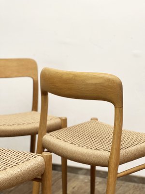 Mid-Century Danish Model 75 Chairs in Oak by Niels O. Møller for Jl Møllers Furniture Factory, 1950s, Set of 4-DOY-1782770