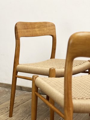 Mid-Century Danish Model 75 Chairs in Oak by Niels O. Møller for JL Møllers Furniture Factory, 1950s, Set of 4-DOY-1793680