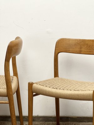 Mid-Century Danish Model 75 Chairs in Oak by Niels O. Møller for JL Møllers Furniture Factory, 1950s, Set of 4-DOY-1793680