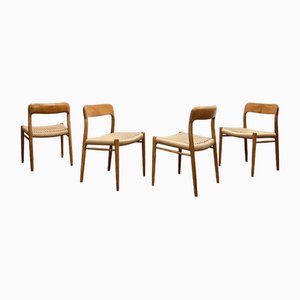 Mid-Century Danish Model 75 Chairs in Oak by Niels O. Møller for JL Møllers Furniture Factory, 1950s, Set of 4-DOY-1793680