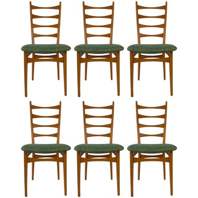 Mid-Century Danish Modern Ladder Back Dining Chairs, 1950s, Set of 6-BAF-763369