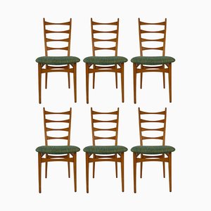 Mid-Century Danish Modern Ladder Back Dining Chairs, 1950s, Set of 6-BAF-763369